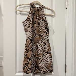 Snake Print Halter Shorts Romper